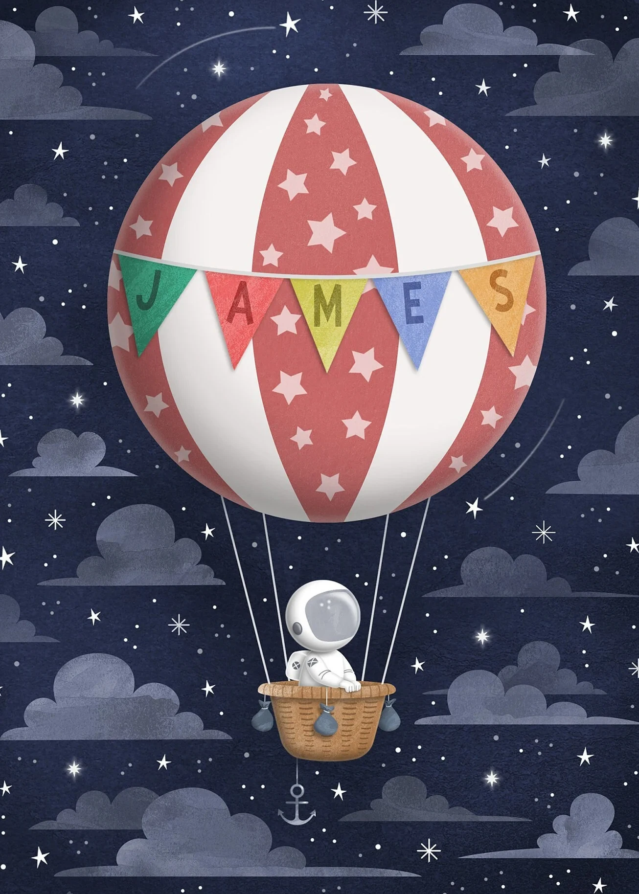 Plakat astronauta i gwiazdy do pokoju dziecięcego Zielony