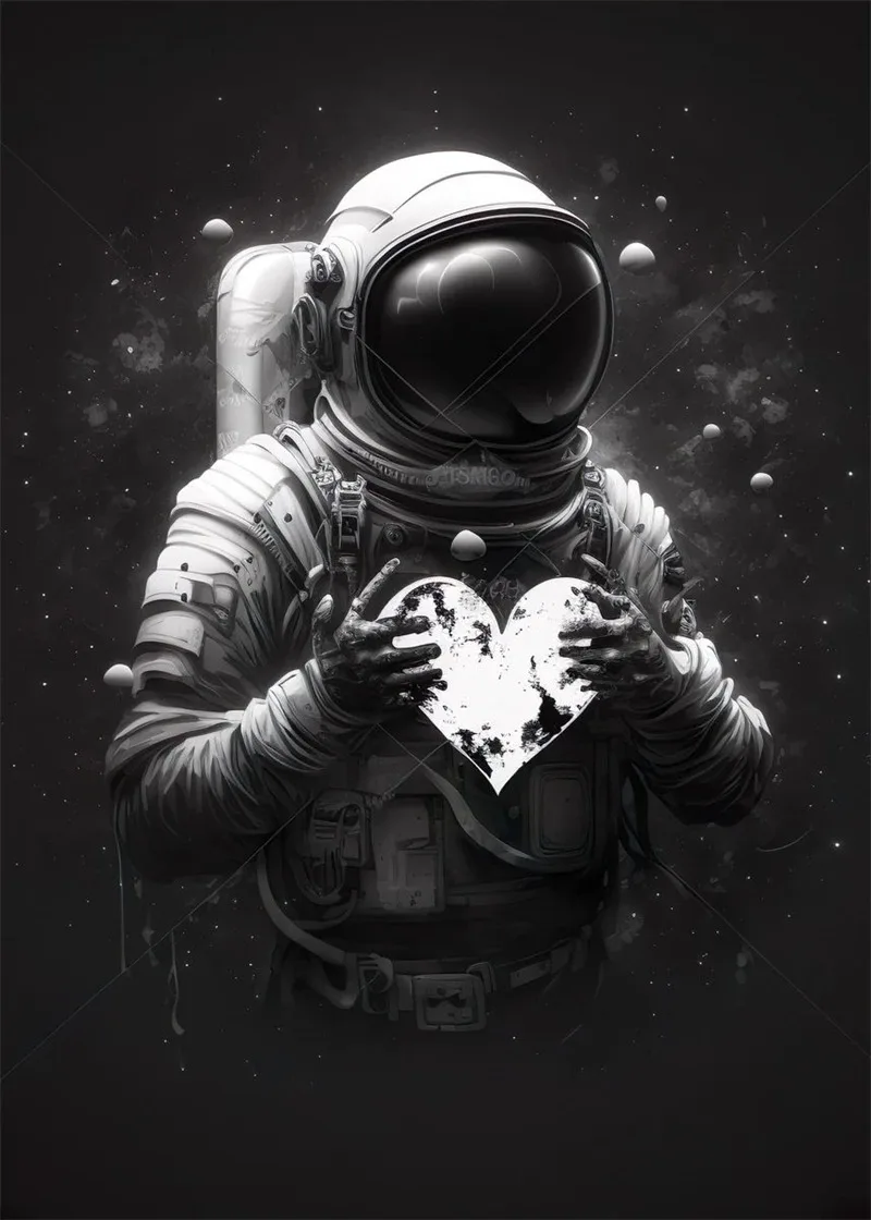 Plakat astronauta neon kolorowa abstrakcja kosmos Wzór 11