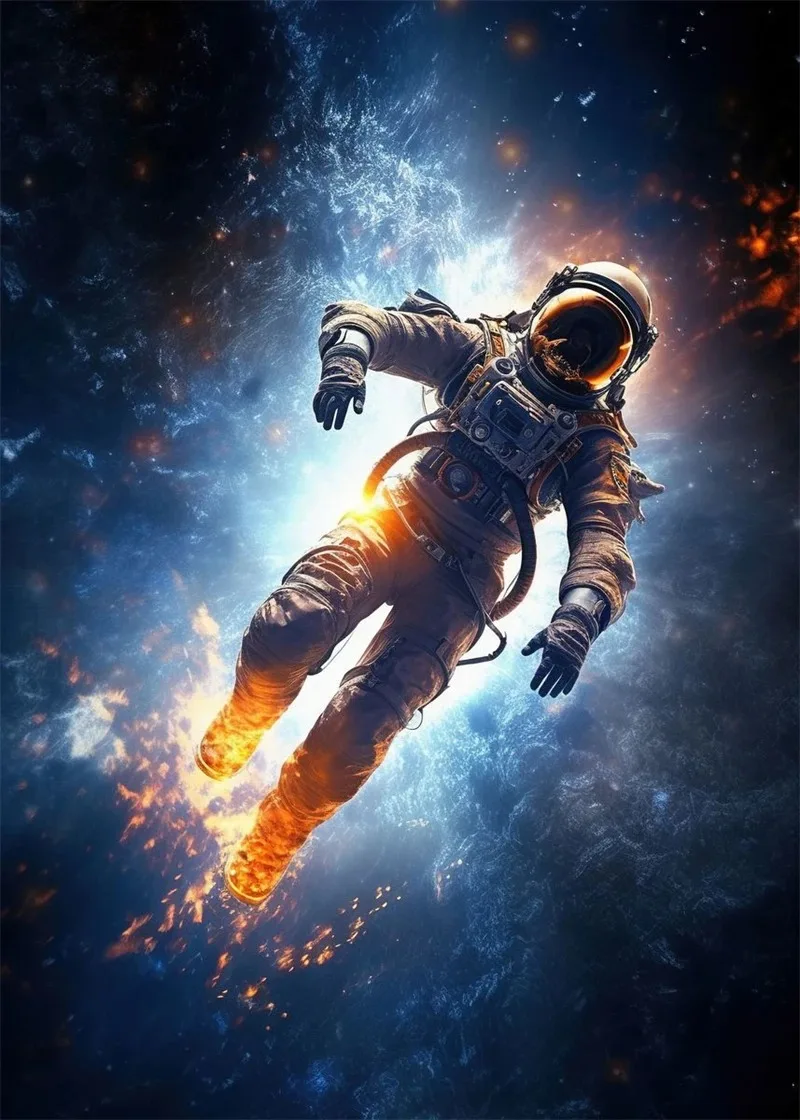 Plakat astronauta neon kolorowa abstrakcja kosmos Wzór 5