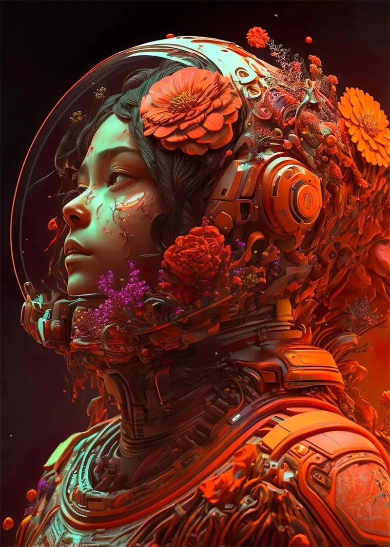 Plakat astronauta neon kolorowa abstrakcja kosmos Wzór 6
