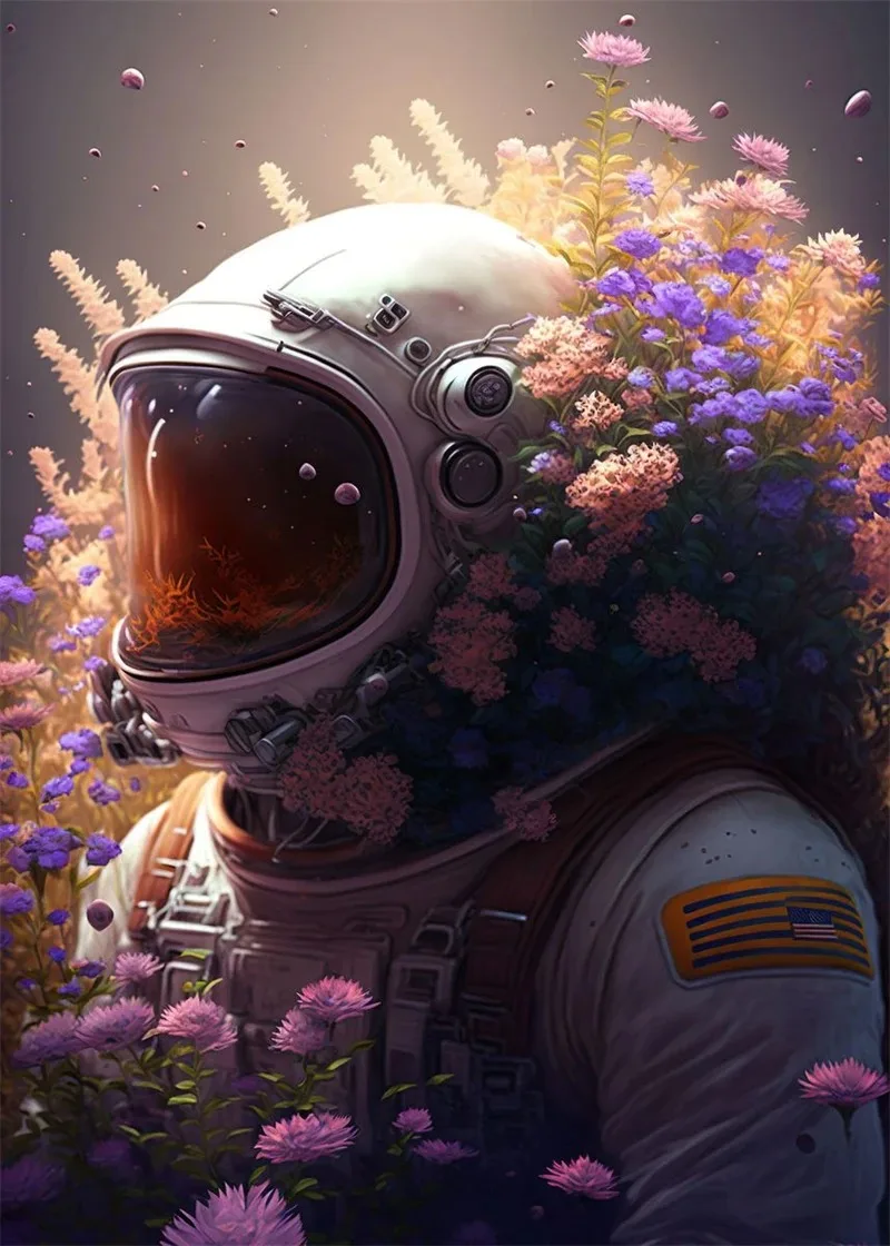 Plakat astronauta neon kolorowa abstrakcja kosmos Wzór 8