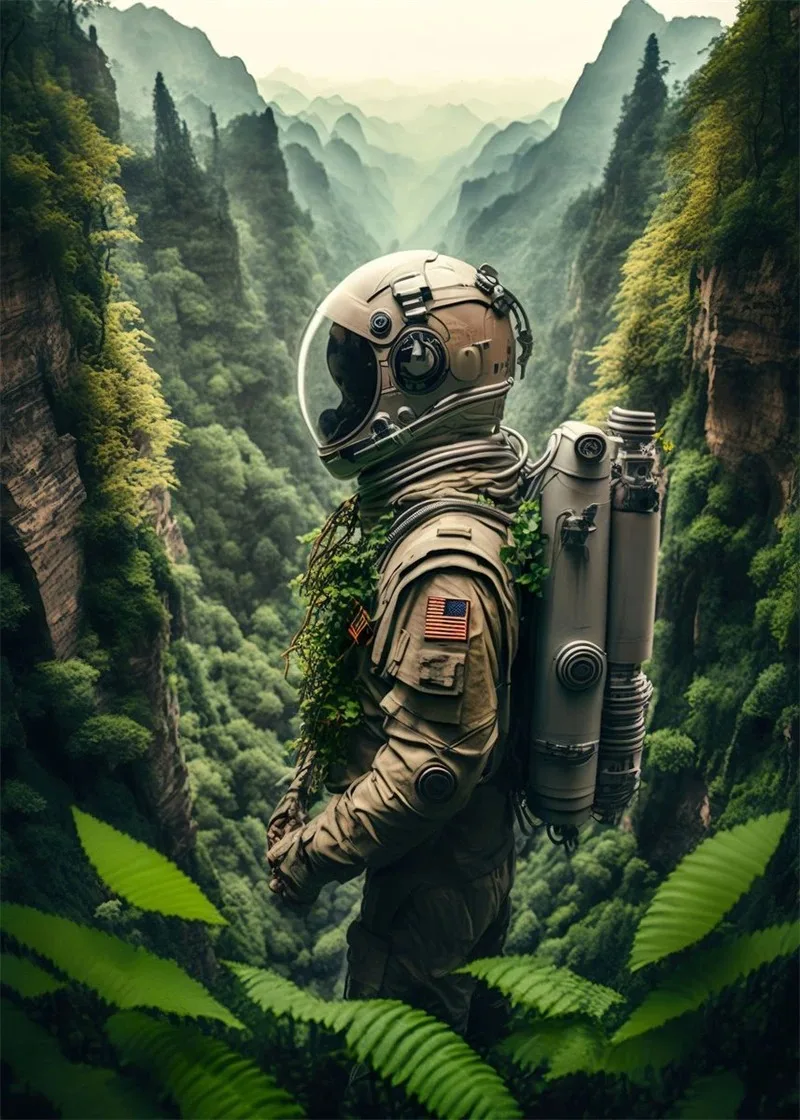 Plakat astronauta neon kolorowa abstrakcja kosmos Wzór 9