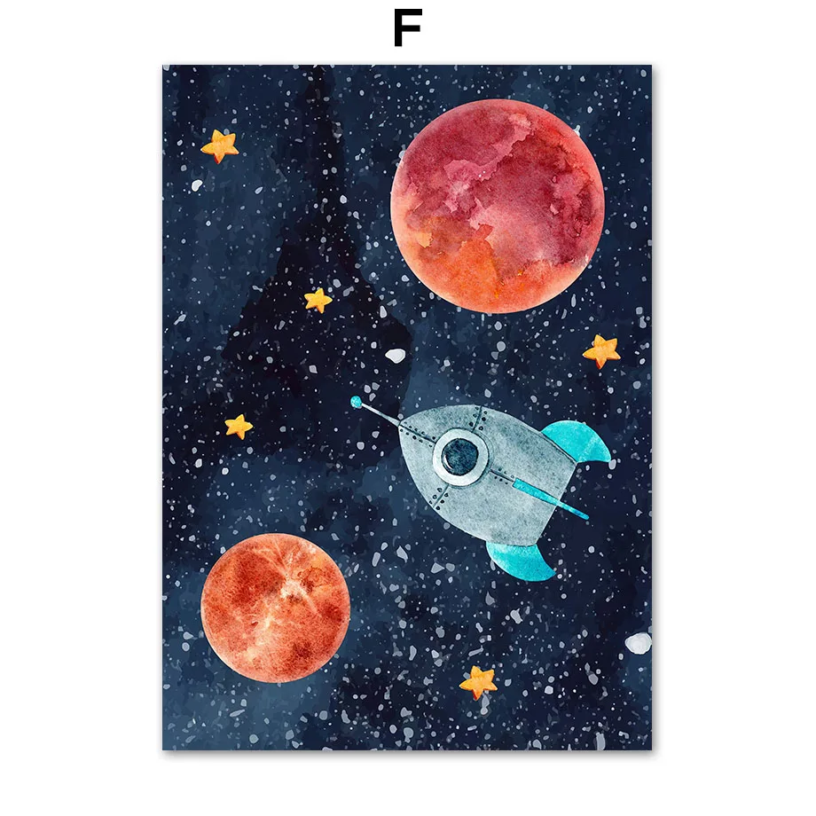Astronauta i rakieta - plakat kosmiczny Jasnoszary