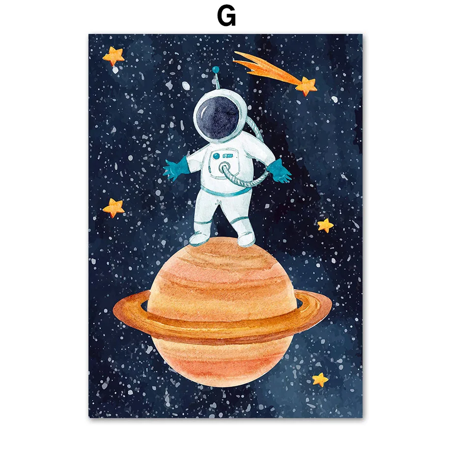 Astronauta i rakieta - plakat kosmiczny Zielony