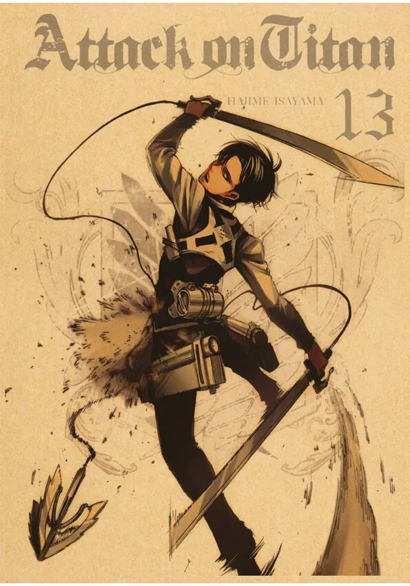 Plakat Attack on Titan - anime w stylu retro Wzór 6
