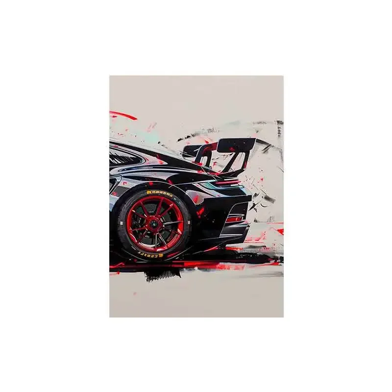 Plakat sportowe auto GT3 RS graffiti Czerwony