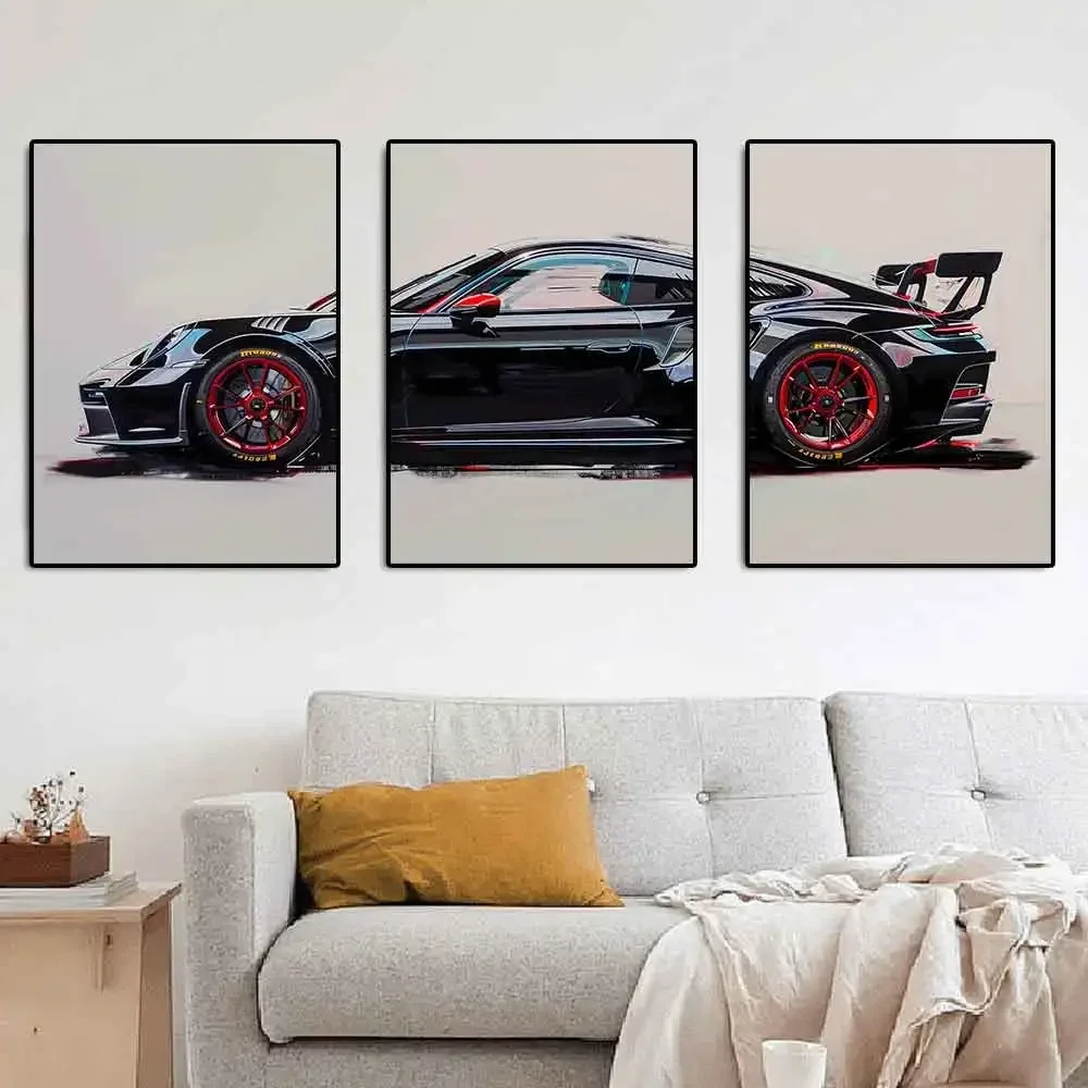 Plakat sportowe auto GT3 RS graffiti Niebieski