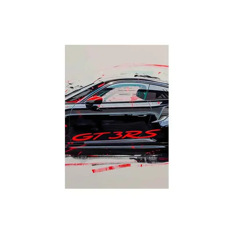 Plakat sportowe auto GT3 RS graffiti żółty