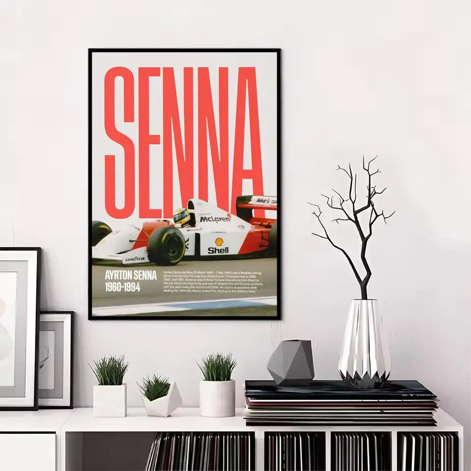 Plakat Ayrton Senna legenda F1 Czarny11