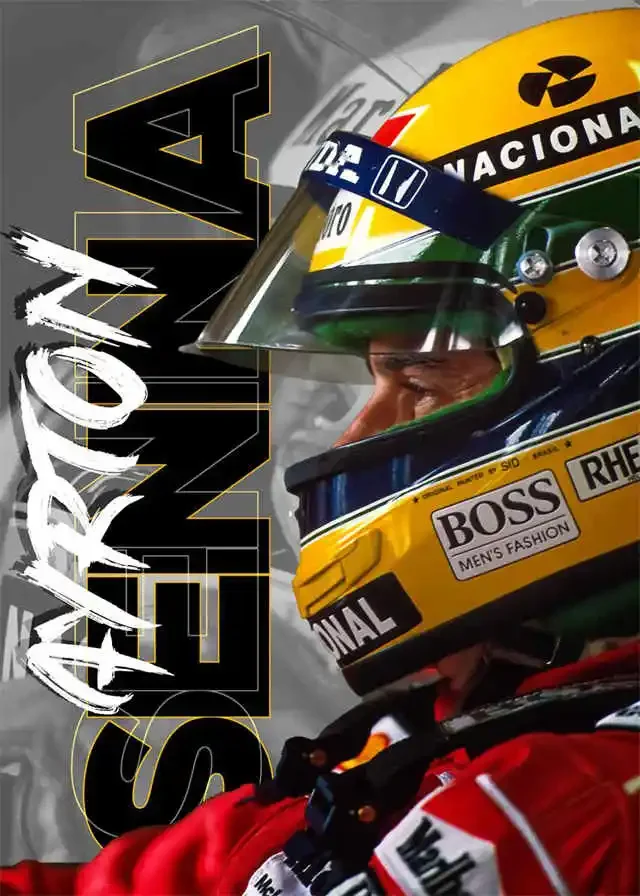Plakat Ayrton Senna - kask legendy F1 Wzór 2