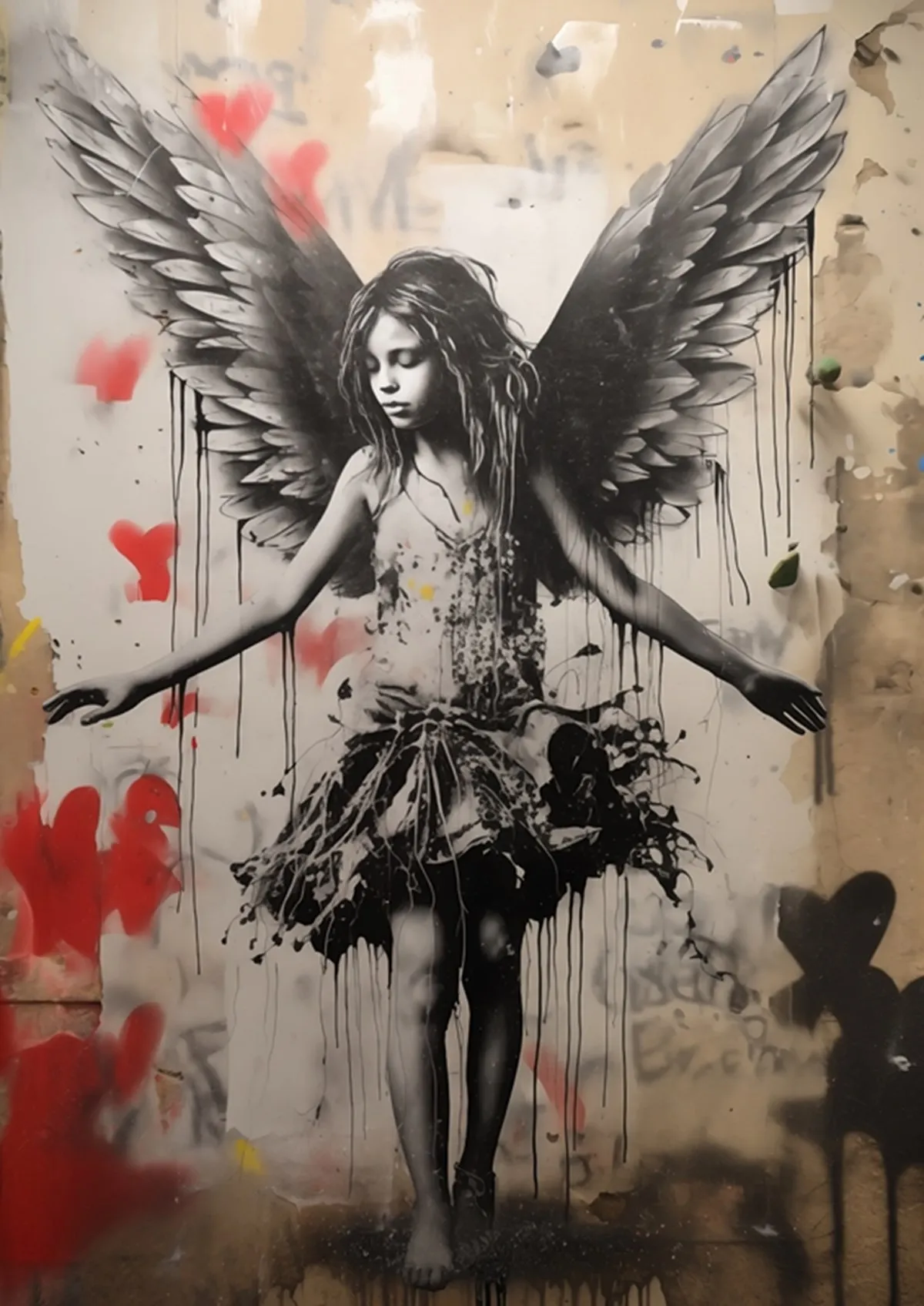 Plakat Banksy - Dziewczynka z balonikiem Brązowy