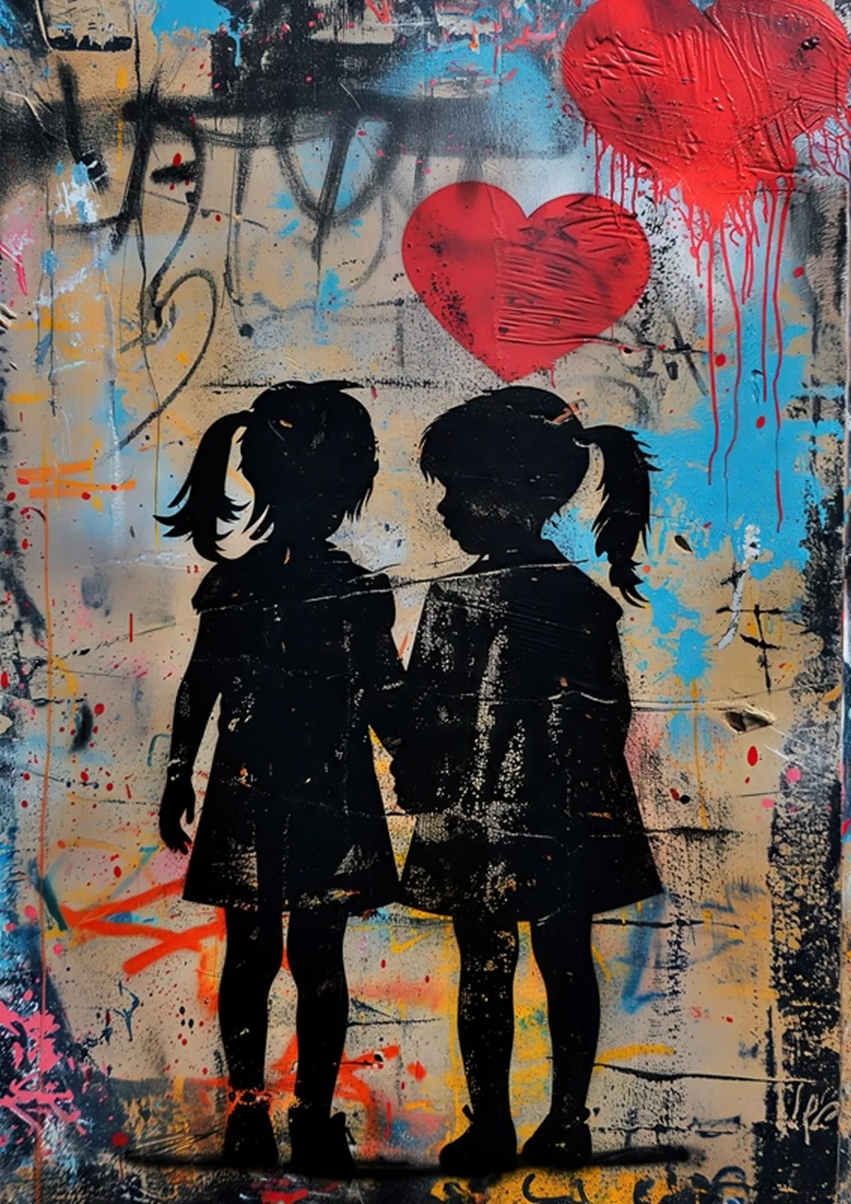 Plakat Banksy - Dziewczynka z balonikiem Ciemny szary