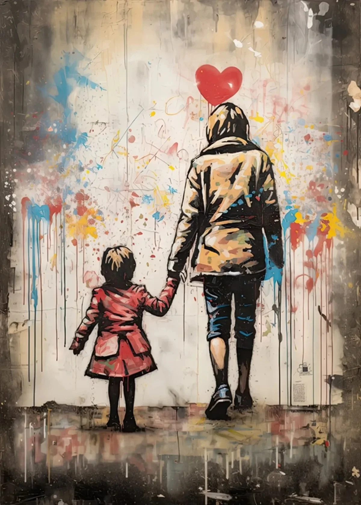 Plakat Banksy - dziewczynka z balonem Jasnoszary
