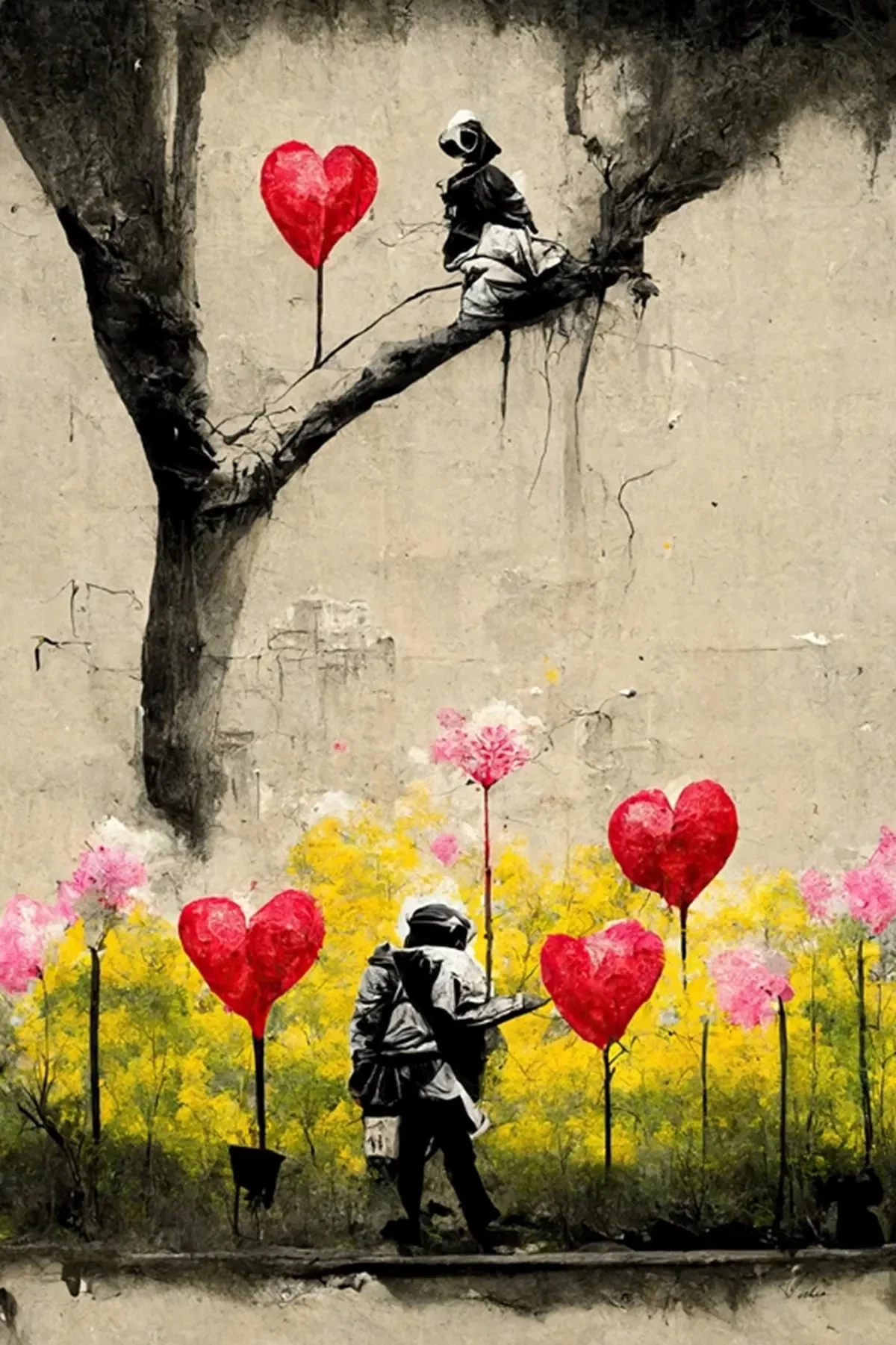 Plakat Banksy - dziewczynka z balonem Pomarańczowy
