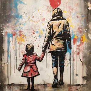 Plakat Banksy - Dziewczynka z balonikiem Jasnożółty