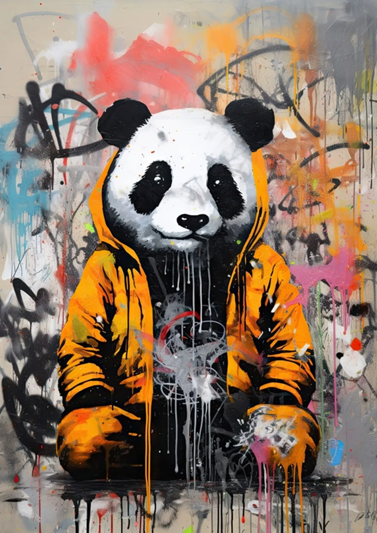 Plakat Banksy - Dziewczynka z balonikiem Pomarańczowy
