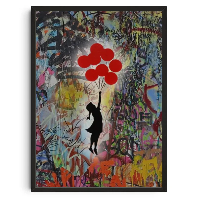 Plakat Banksy graffiti street art Jasnożółty