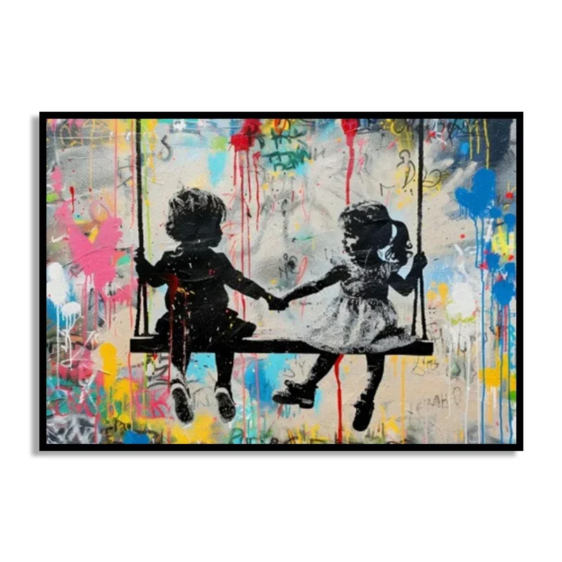 Plakat Banksy graffiti street art Koralowa czerwona