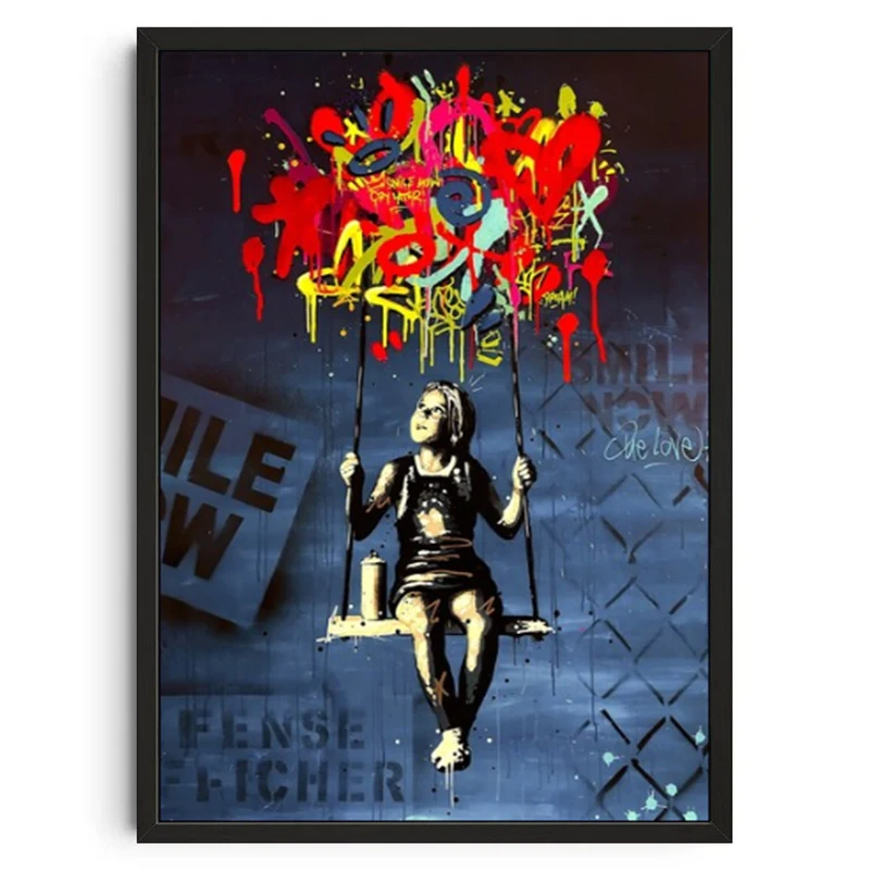 Plakat Banksy graffiti street art Pomarańczowy