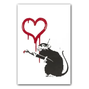 Plakat Banksy Peace and Love Czarno-Biały Biały