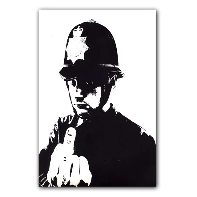 Plakat Banksy Peace and Love Czarno-Biały Czerwony