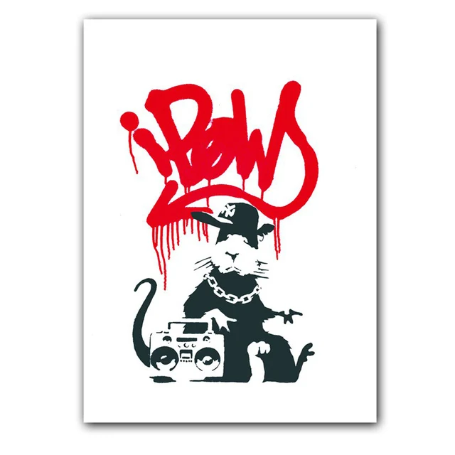 Plakat Banksy Peace and Love Czarno-Biały Fioletowy