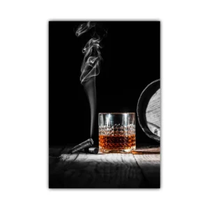 Plakat barowy - whisky, cygaro i kieliszek wina Wzór 1