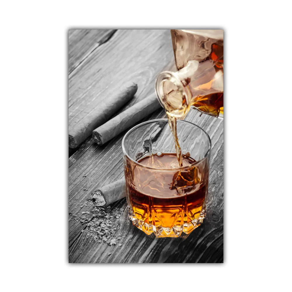 Plakat barowy - whisky, cygaro i kieliszek wina Wzór 8