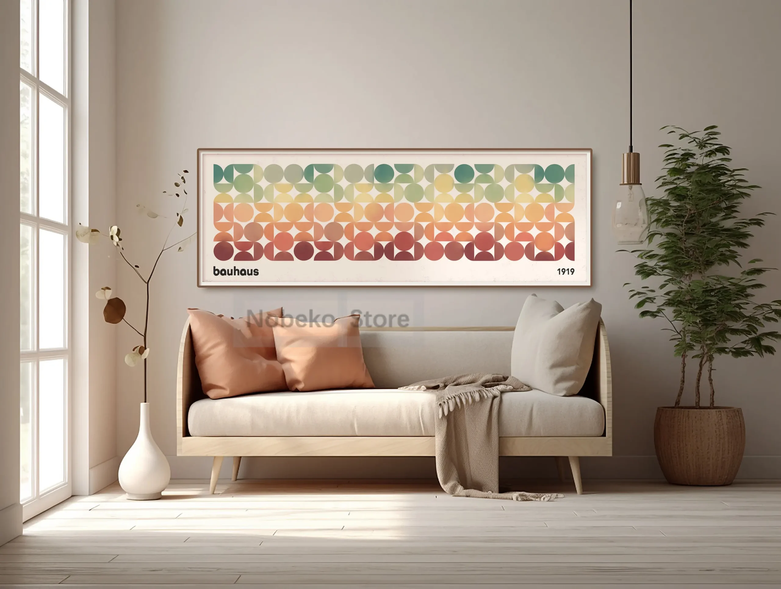 Plakat Bauhaus - kolorowa abstrakcja pozioma Biały