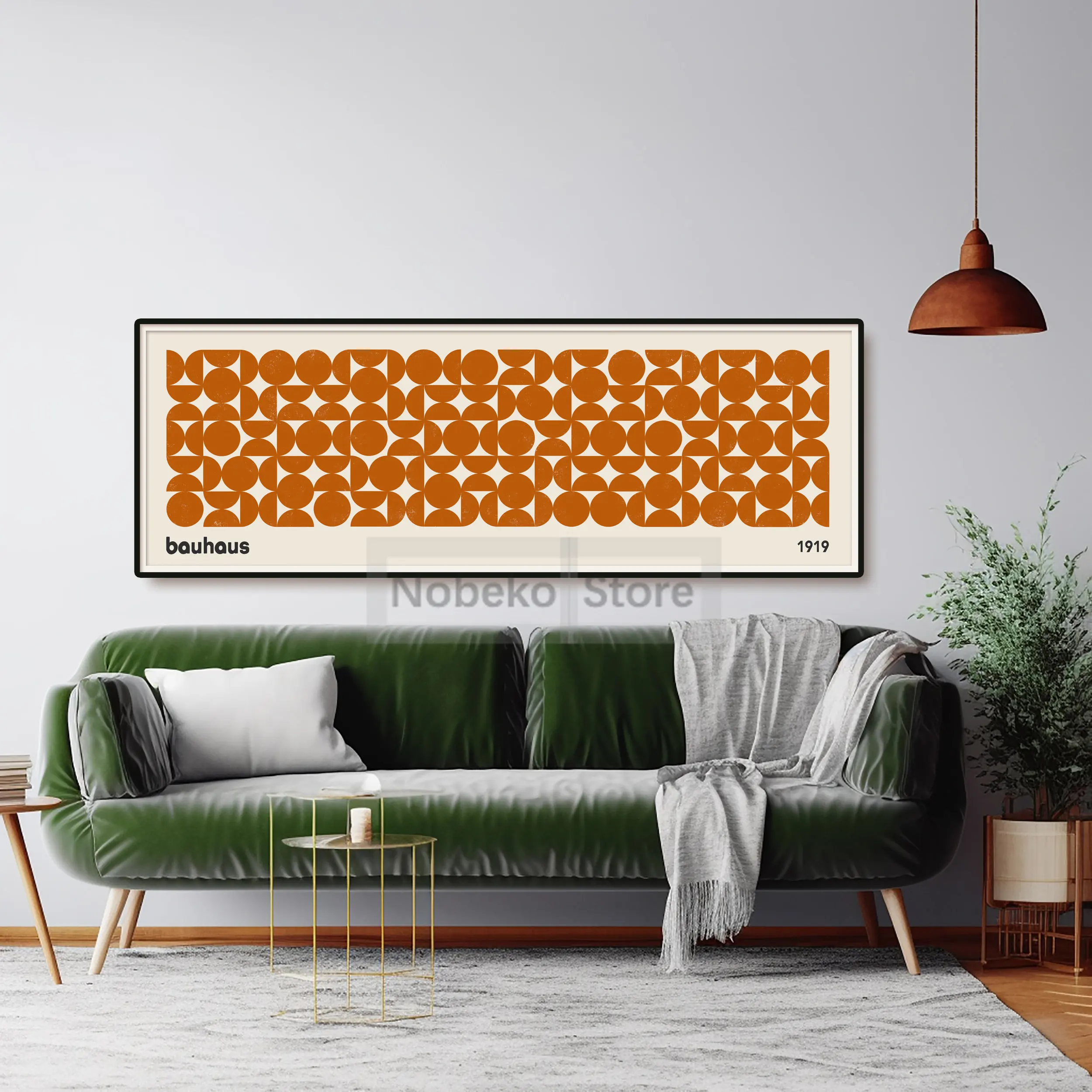 Plakat Bauhaus - kolorowa abstrakcja pozioma Czerwony