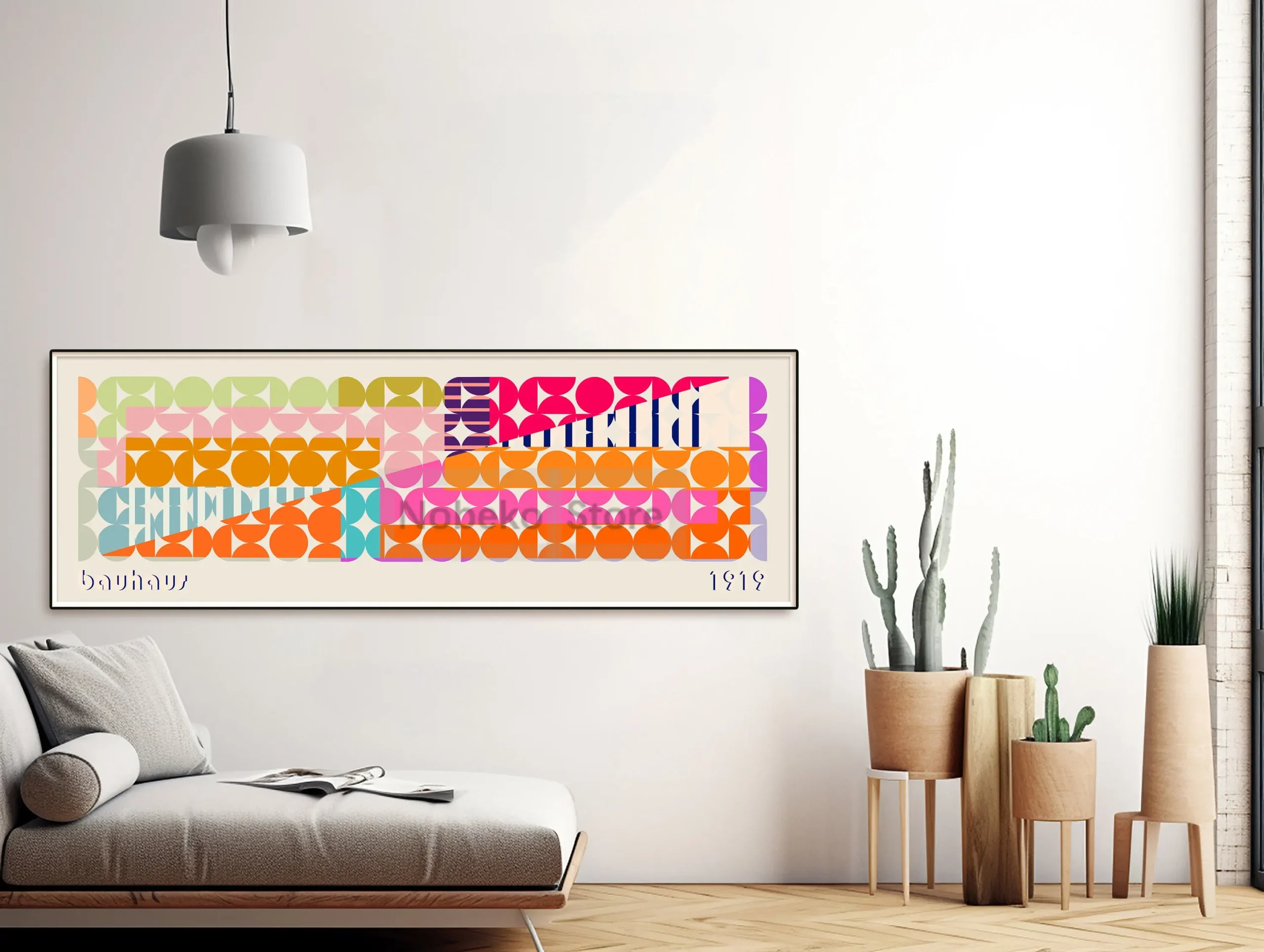 Plakat Bauhaus - kolorowa abstrakcja pozioma Fioletowy