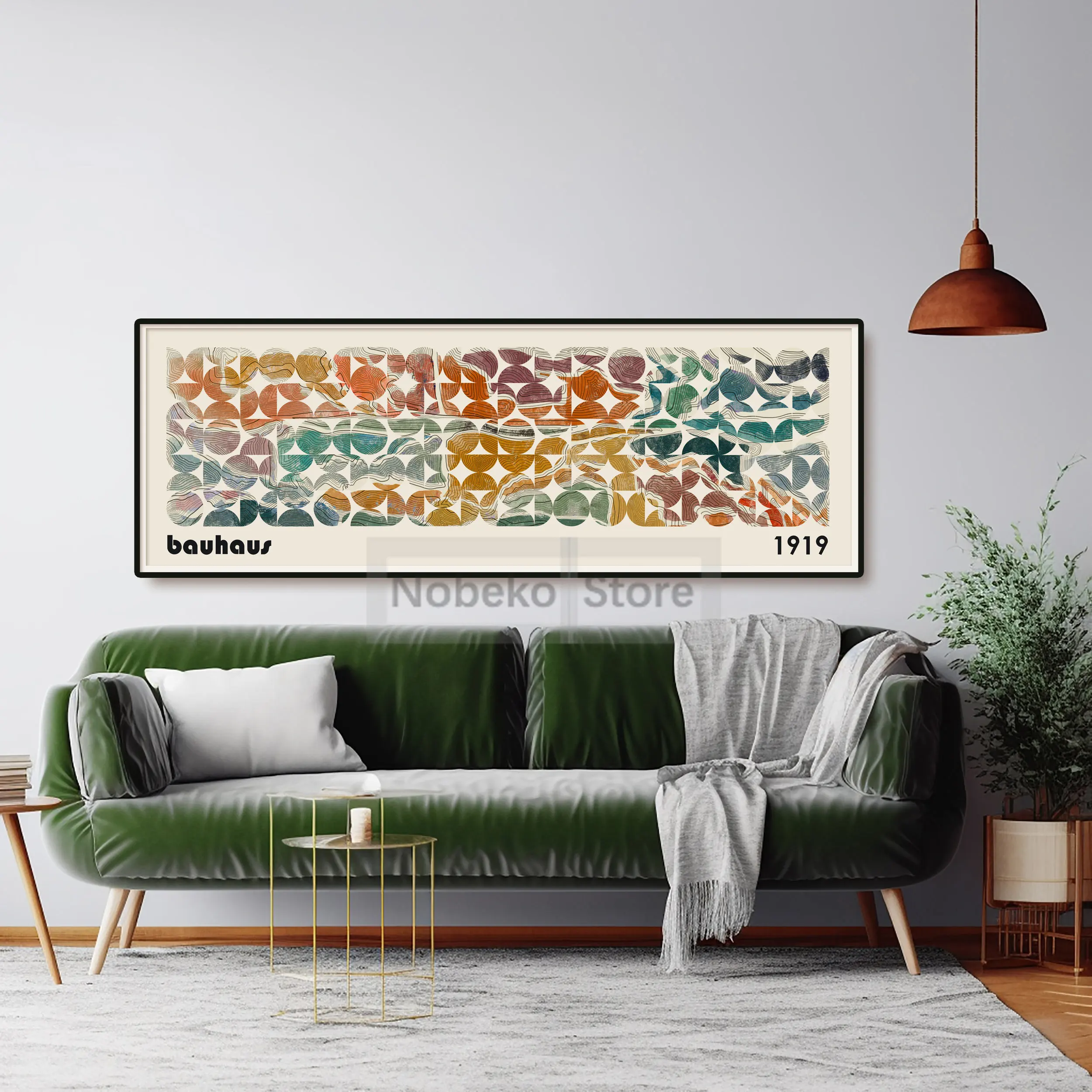 Plakat Bauhaus - kolorowa abstrakcja pozioma Granatowy