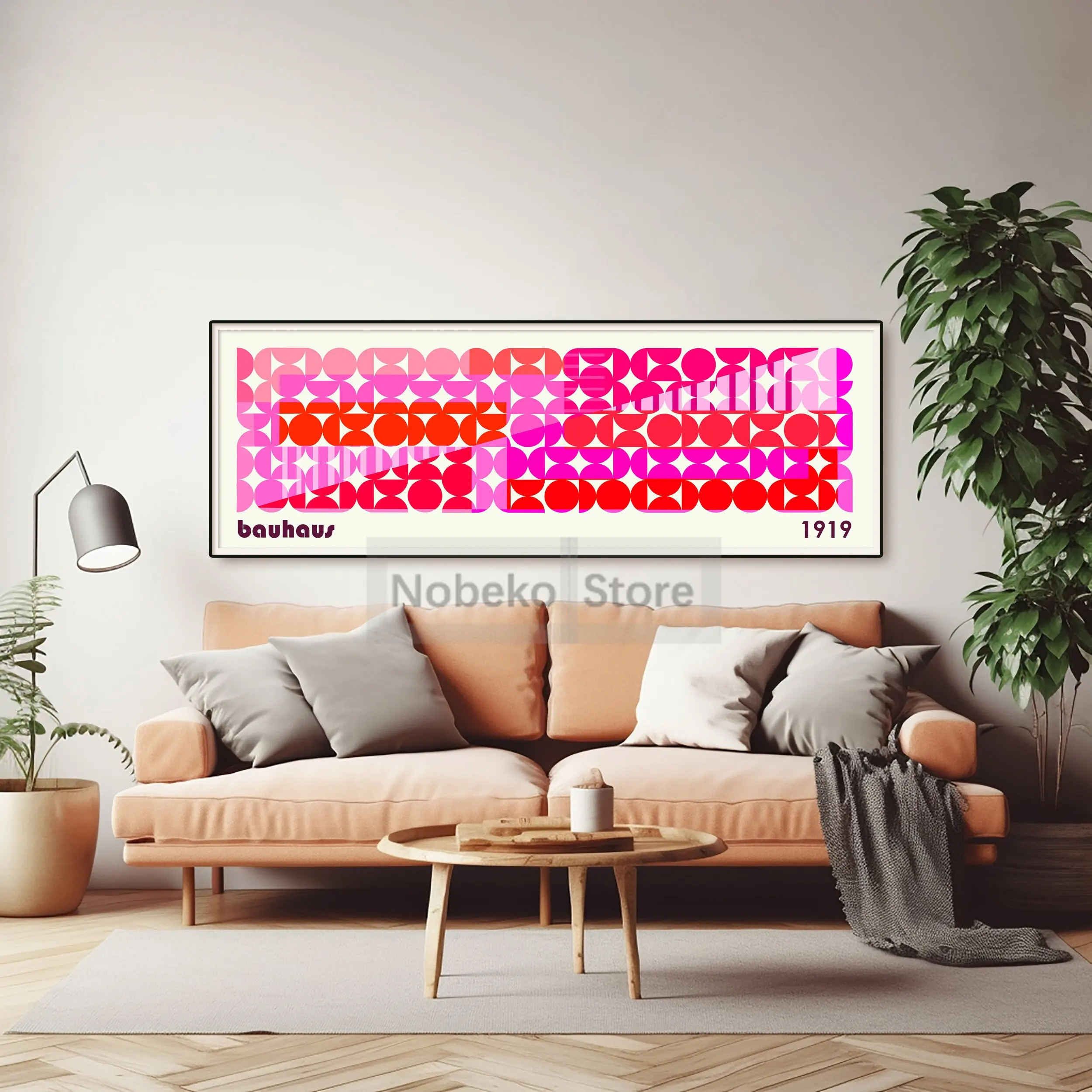 Plakat Bauhaus - kolorowa abstrakcja pozioma Niebieski