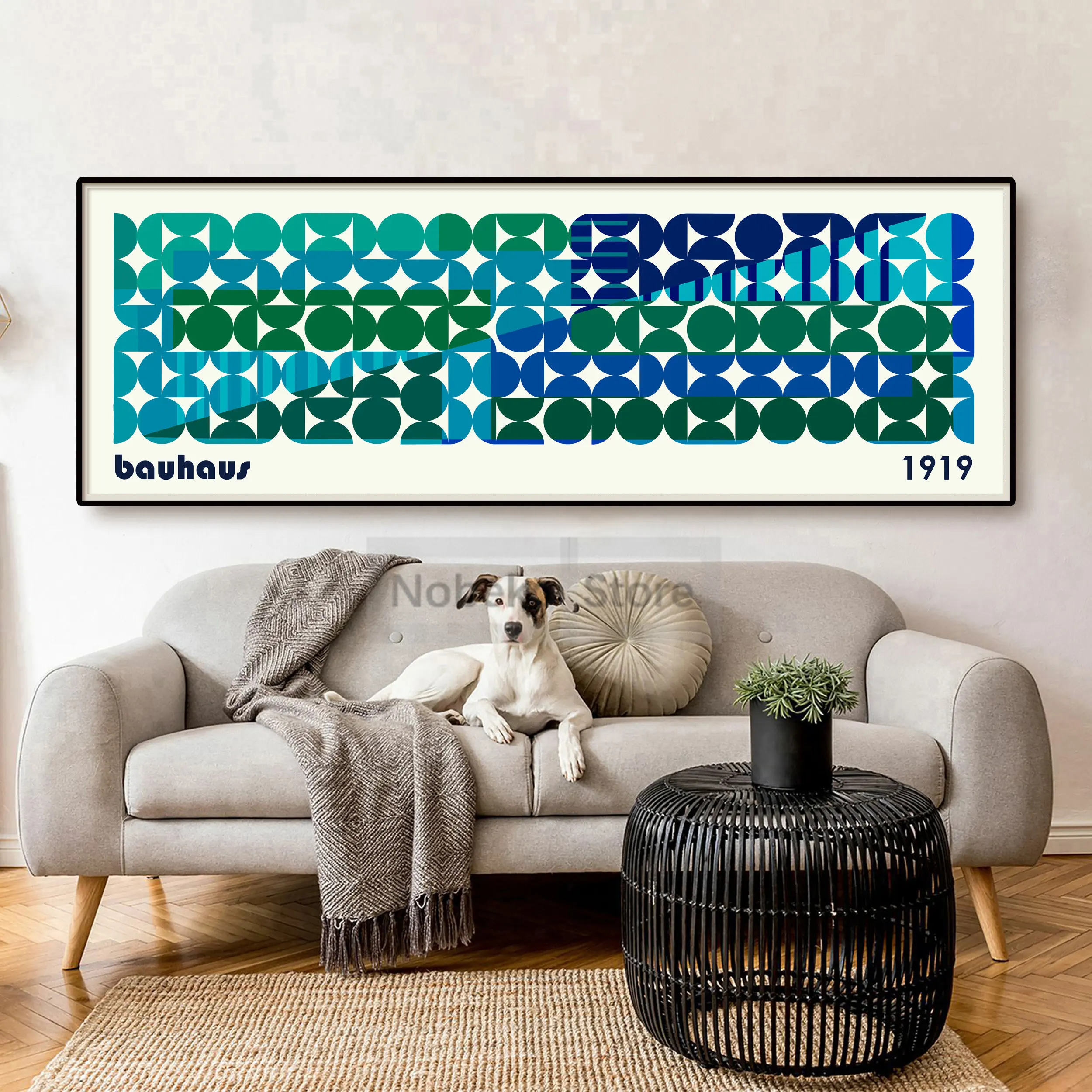 Plakat Bauhaus - kolorowa abstrakcja pozioma Zielony