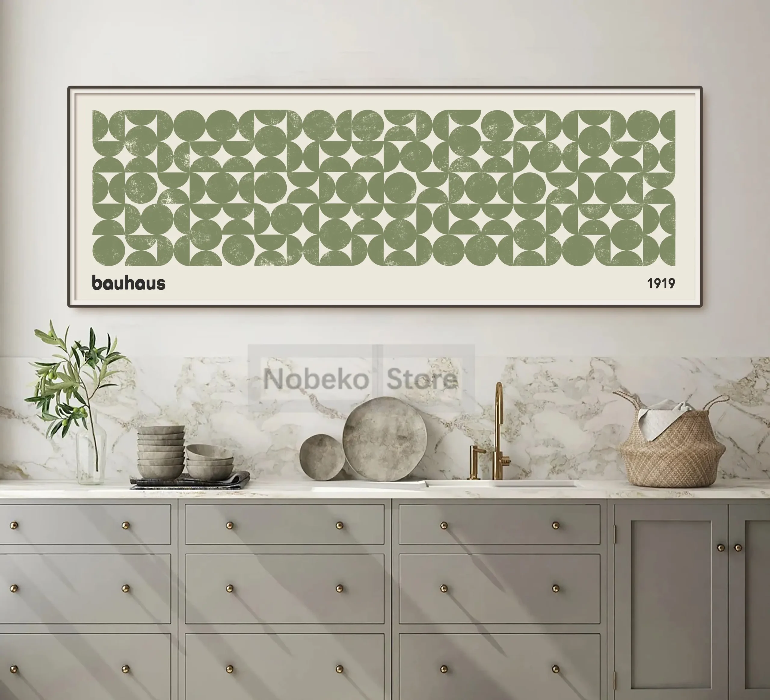 Plakat Bauhaus - kolorowa abstrakcja pozioma żółty