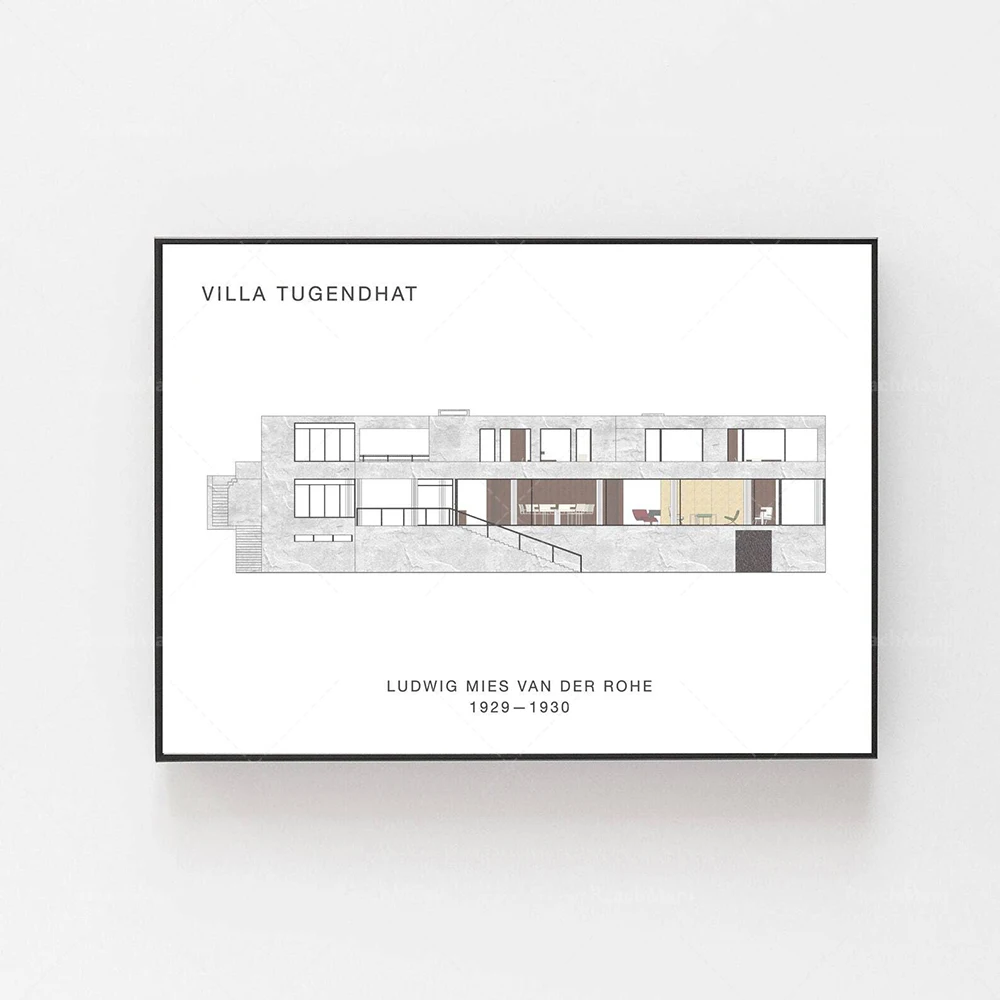 Bauhaus i Mies van der Rohe - plakat architektoniczny Wzór 7