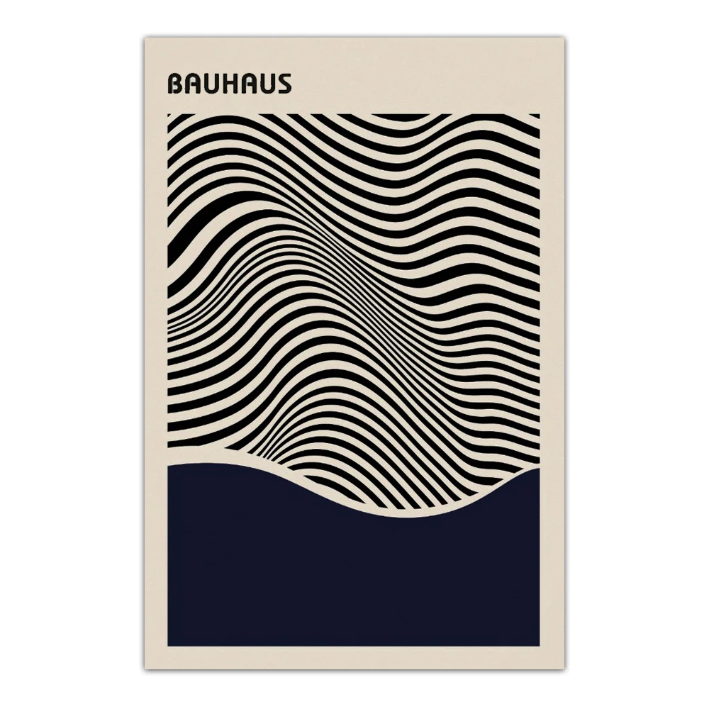 Plakat Bauhaus minimalistyczne czarne linie Biały
