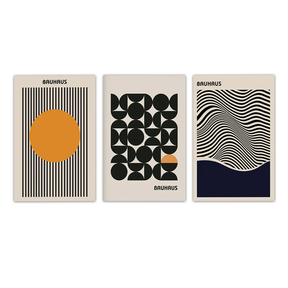 Plakat Bauhaus minimalistyczne czarne linie Burgundia