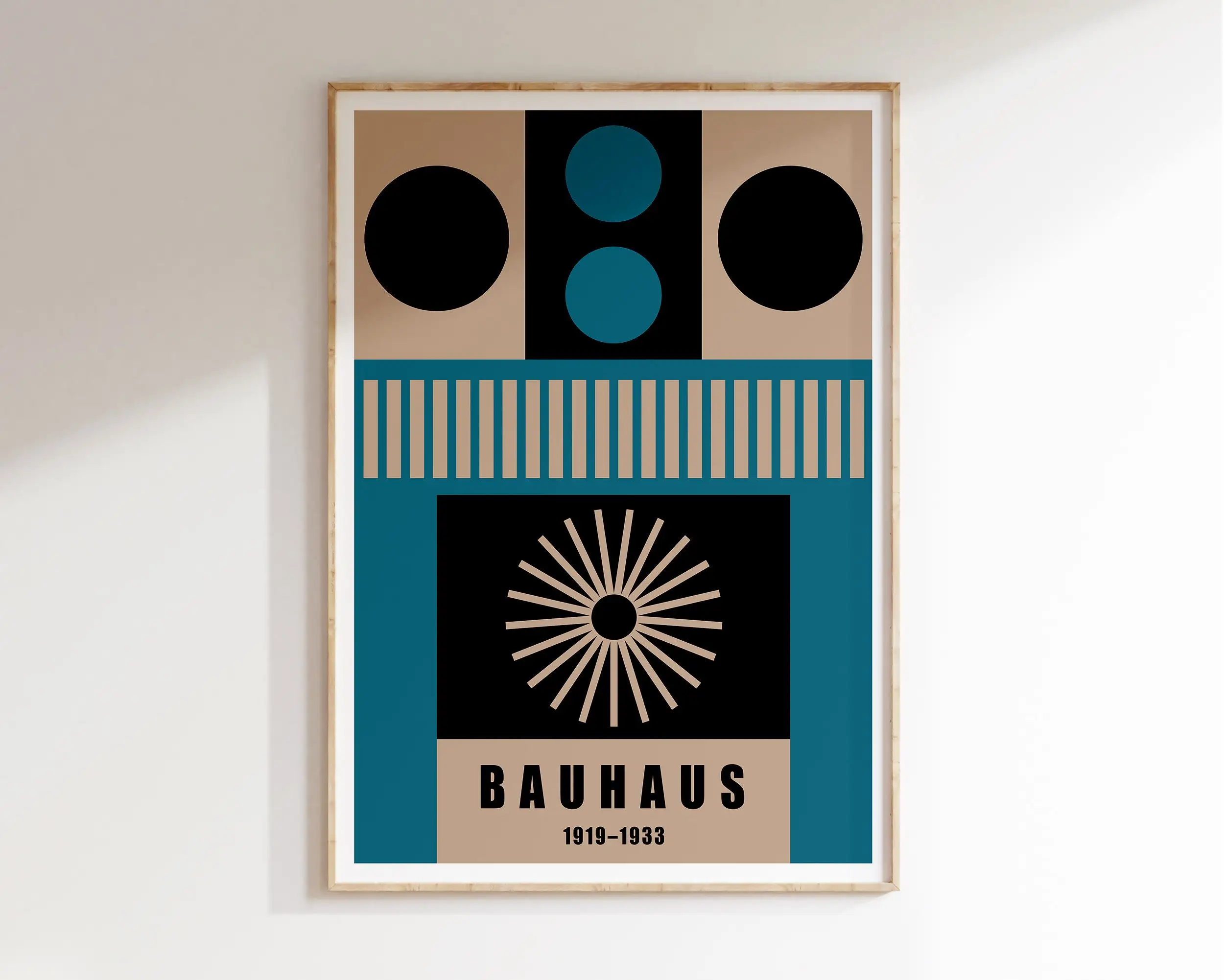 Plakat Bauhaus Geometria Mid Century Fuksja