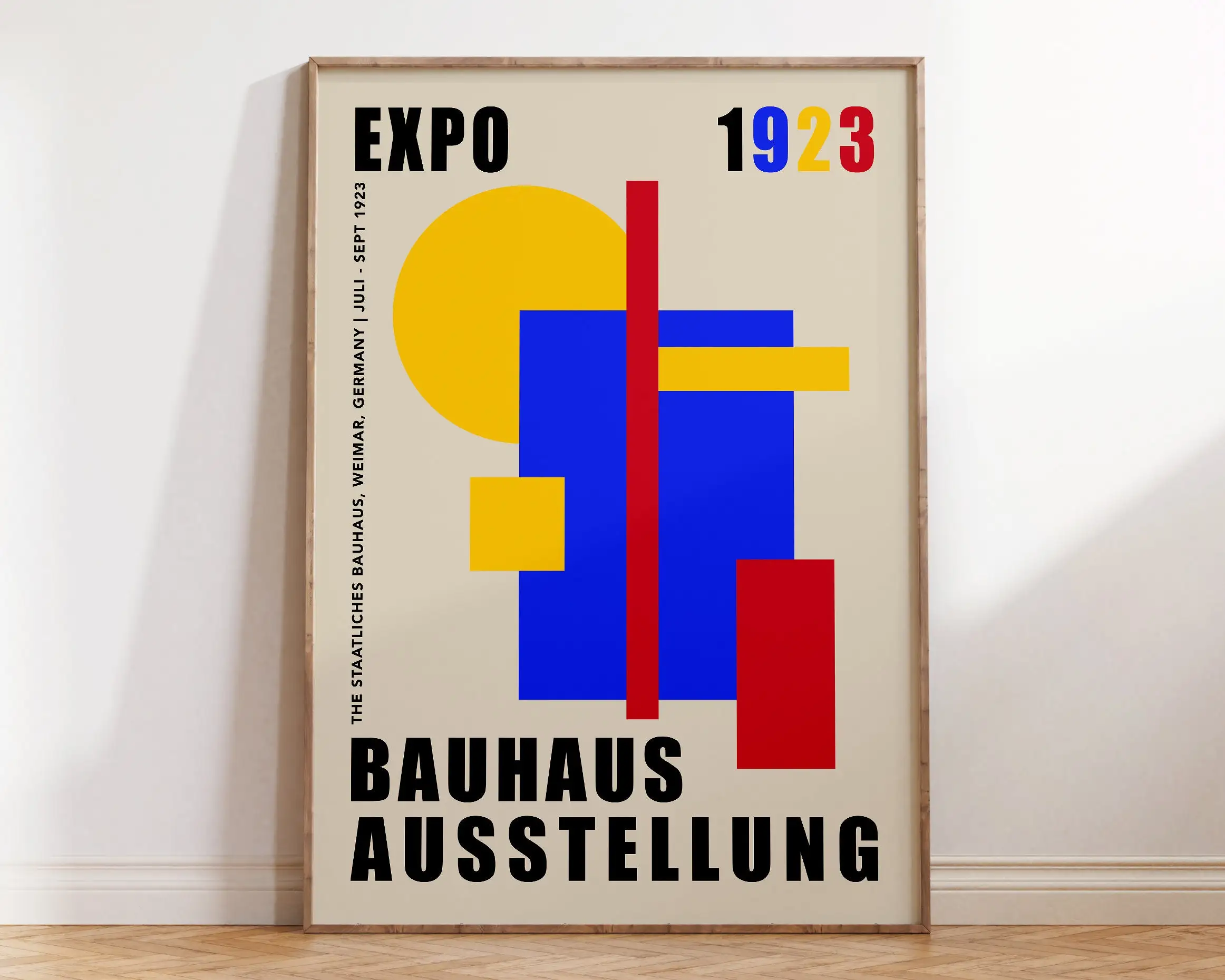 Plakat Bauhaus Geometria Mid Century Jasny szary