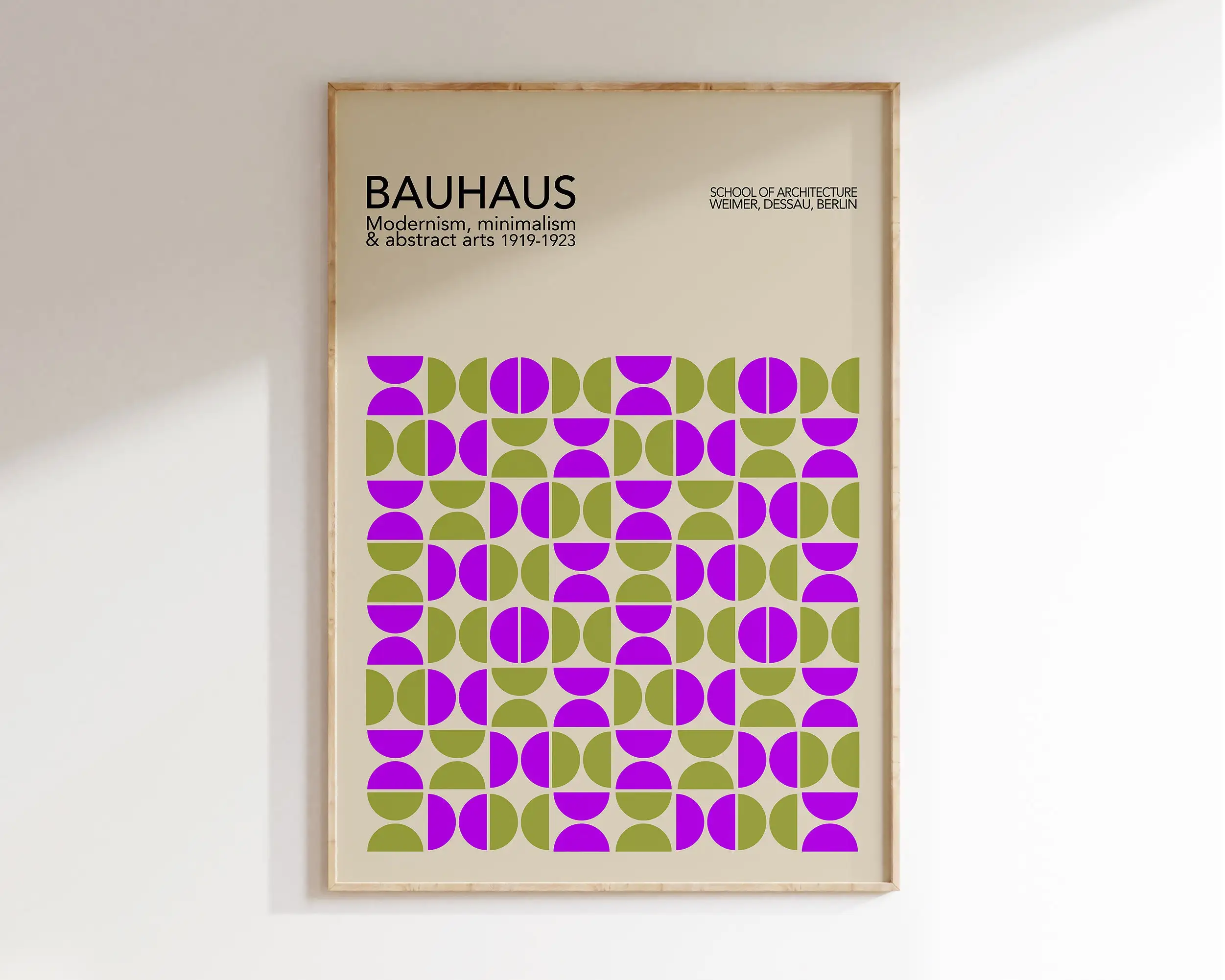 Plakat Bauhaus Geometria Mid Century śliwka