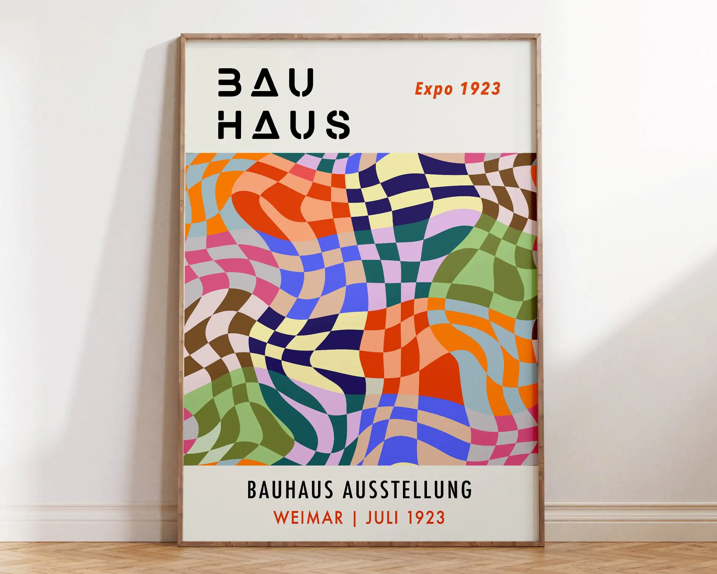 Plakat Bauhaus geometryczny w żywych kolorach Biały