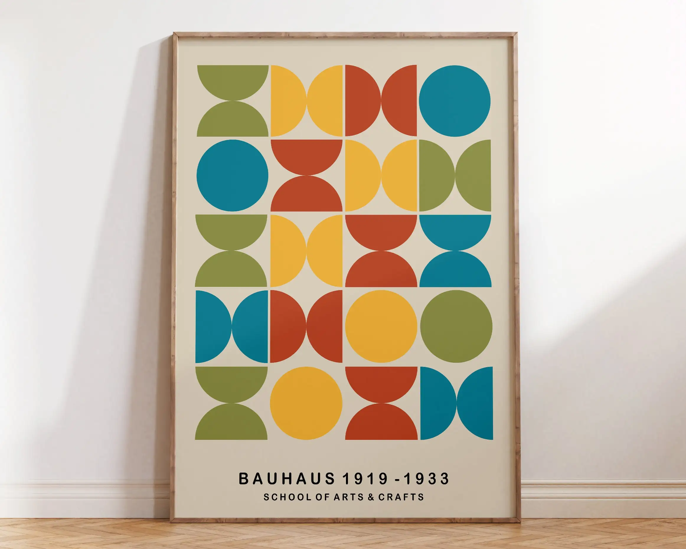 Plakat Bauhaus geometryczny w żywych kolorach Jasnozielony