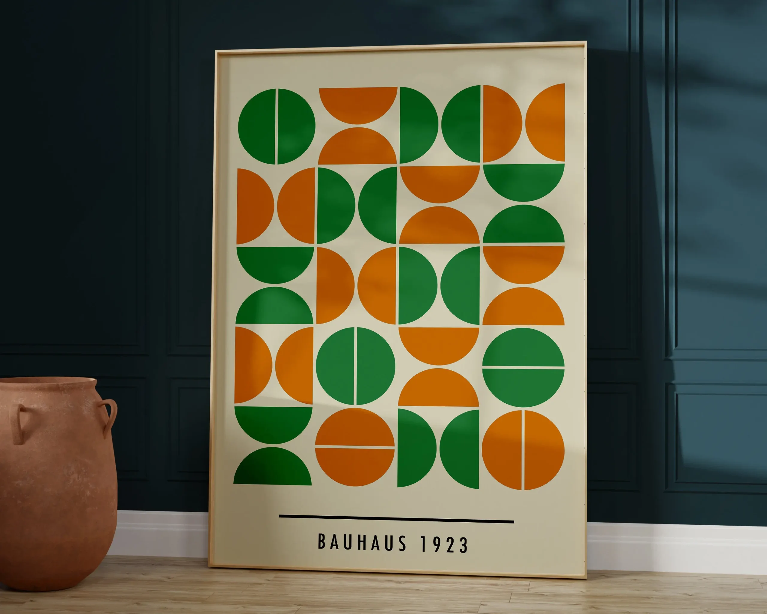 Plakat Bauhaus geometryczny w żywych kolorach Jasny srebrny