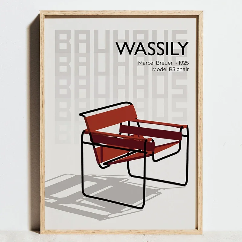 Plakat geometryczny Bauhaus w odcieniach niebieskiego Czarny
