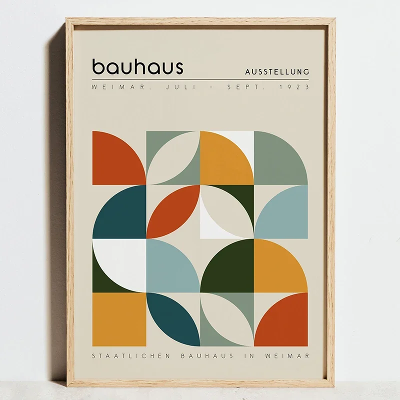 Plakat geometryczny Bauhaus w odcieniach niebieskiego Fioletowy/фиолетовый