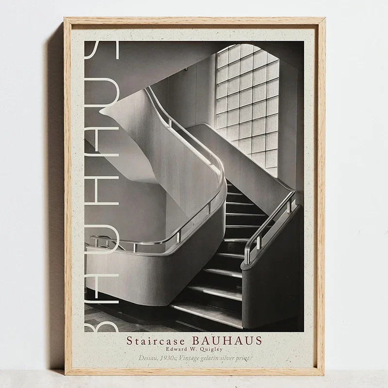 Plakat geometryczny Bauhaus w odcieniach niebieskiego Granatowy