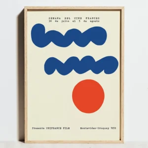 Plakat geometryczny Bauhaus w odcieniach niebieskiego Jasnożółty