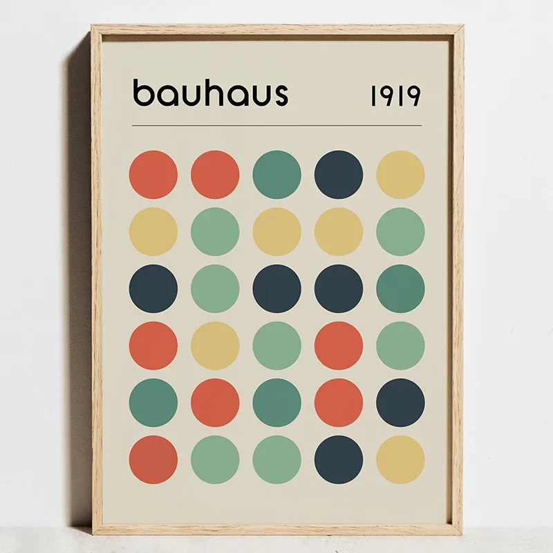 Plakat geometryczny Bauhaus w odcieniach niebieskiego Jasny
