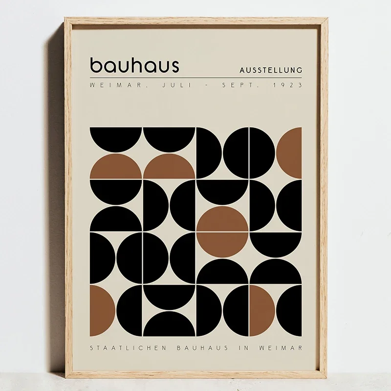 Plakat geometryczny Bauhaus w odcieniach niebieskiego Pomarańczowy